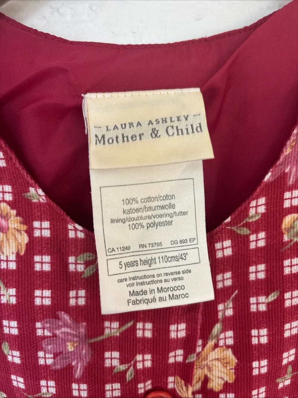 Laura Ashley Red Raspberry Floral Cotton Romper Jumpsuit Size 5T